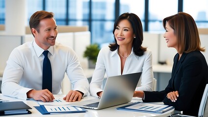 Confident businesswoman in modern office.