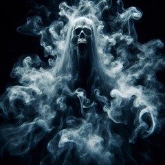 Fototapeta premium poltergeist made of smoke on a bright black background 