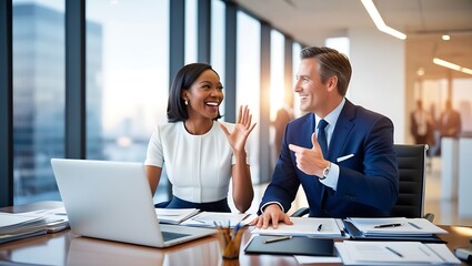 Confident businesswoman in modern office.