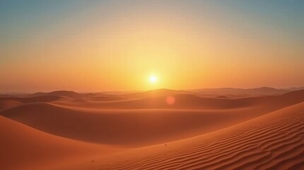 Glowing Sunset over Rolling Dunes in the Desert