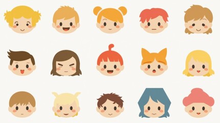 Obraz premium Minimalist Emoji Pack: Solid Color Facial Expressions