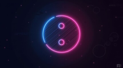Obraz premium Modern Yin-Yang Design with Geometric Lines and Neon Light Effect