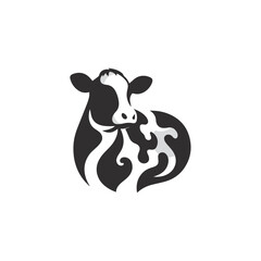 Cow Logo. Cow farm product logo design vector. Fresh natural milk logo template