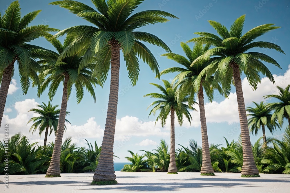 Aufkleber three-dimensional rendering of palm trees for tropical digital compositions and architectural layout