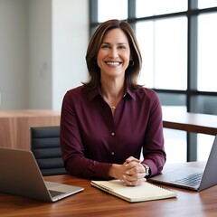 Confident businesswoman in modern office.
