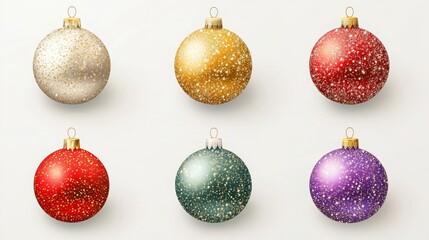 Obraz premium Christmas ornaments set with shiny and glittery patterns in various colors. 