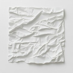 Obraz premium A twisted and crumpled plastic straw wrapper, delicately folded and uneven, lying flat on a pure white background, emphasizing texture, Photorealistic