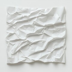 Obraz premium A twisted and crumpled plastic straw wrapper, delicately folded and uneven, lying flat on a pure white background, emphasizing texture, Photorealistic