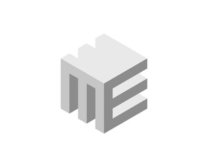 Fototapeta premium Cube logo, geometric vector design. Box logotype company, trendy tech emblem in pixel style.