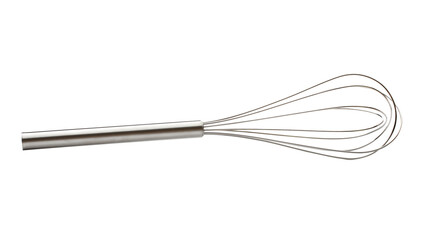 Steel whisk on the white background