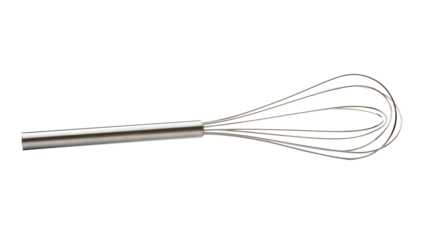 Steel whisk on the white background