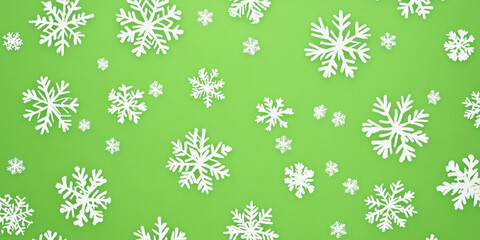 Green ornament with white snowflakes on a light green background adds a festive touch