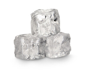 Ice cubes on white background