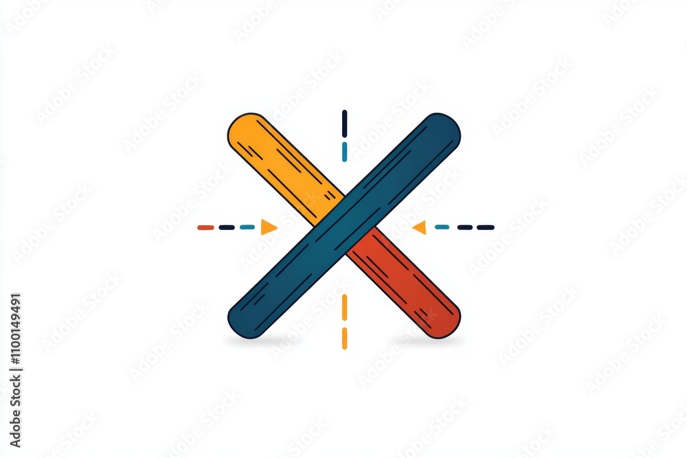 Poster A flat design showing an intersecting X and Y axis with labeled points, drawn in bold lines on white