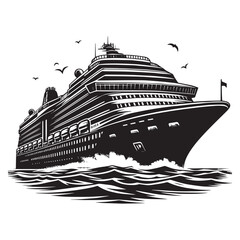 Obraz premium CRUISE SILHOUETTE VECTOR WHITE BACHGROUND