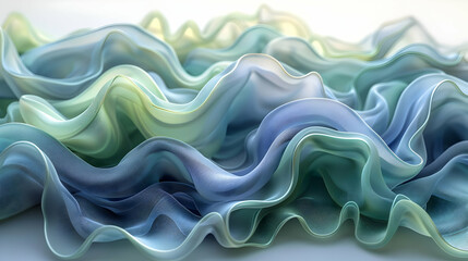 Fototapeta premium Abstract 3D Wavy Green and Blue Background