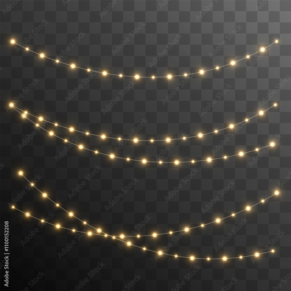 Wall mural the christmas garlands are available in a transparent vector background format. this set of christma