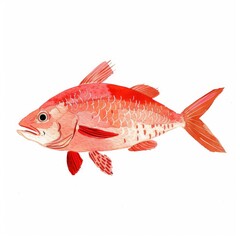 Fototapeta premium Vibrant illustration of a red fish, showcasing intricate details and textures, perfect for marine-themed projects or educational materials.