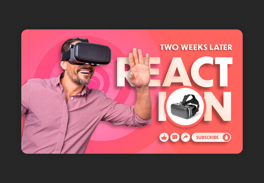 Reaction Product Video Thumbnail Layout with Pink Gradient Accents