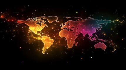 Fototapeta premium Global connectivity visualized dark theme abstract map art