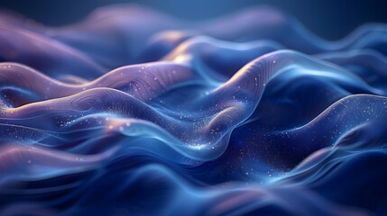 Obraz premium Abstract 3D Background with Blue and Purple Waves and Glowing Particles