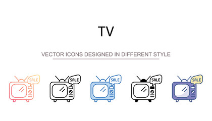 TV icon design with white background stock illustration
