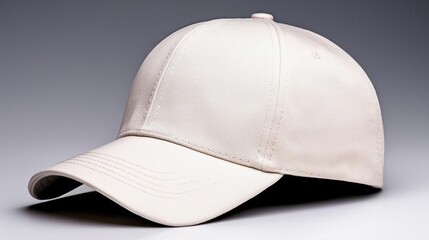 Fototapeta premium A photostock of a clean white baseball cap displayed against a white background, ideal for sports or casual apparel designs. High Quality