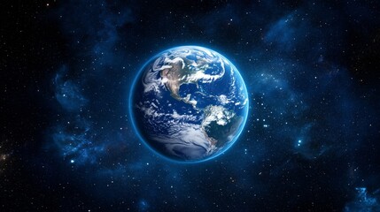 Obraz premium An earth using only blue tones on a dark background.