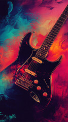 Obraz premium Rock guitar in flames of fire 