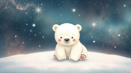Curious funny Polar Bear Cub in Snowy Winter Wonderland6 © LYADesigner
