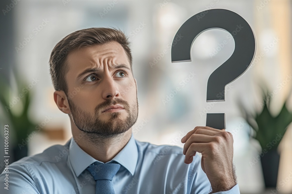 Poster A person puzzled about something, may be used for business or personal projects where uncertainty is the theme