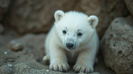 Curious funny Polar Bear Cub in Snowy Winter Wonderland9 © LYADesigner