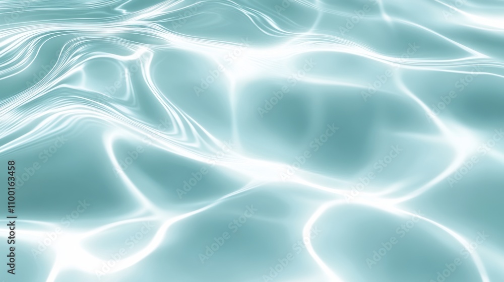 Poster ethereal light patterns on turquoise water surface creating abstract wave design