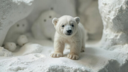 Curious funny Polar Bear Cub in Snowy Winter Wonderland12 © LYADesigner
