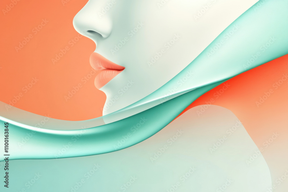 Poster abstract minimalist profile with smooth pastel waves and subtle gradient