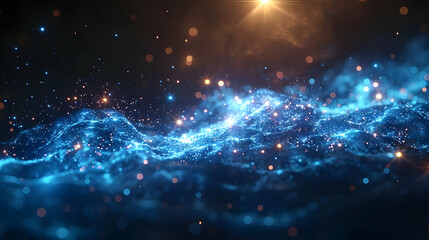 Obraz premium Abstract 3D Blue and Orange Bokeh Background with Sparkling Lights