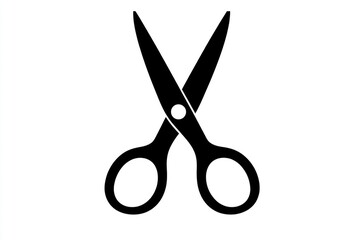 A pair of black scissors on a clean white background