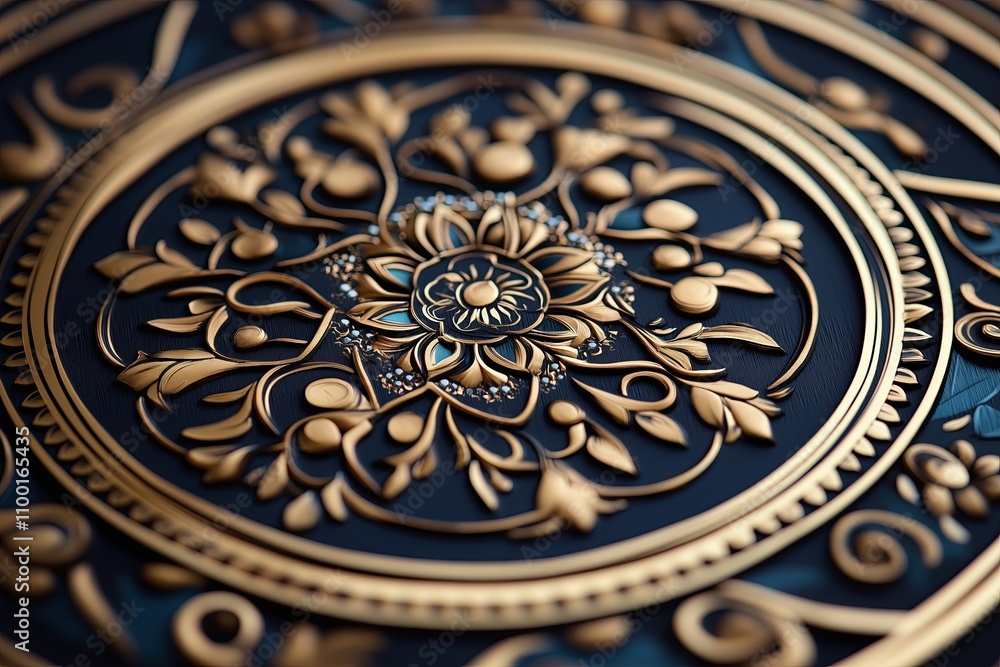 Poster Close-up of intricate traditional Mehndi patterns in a soft monochromatic style.