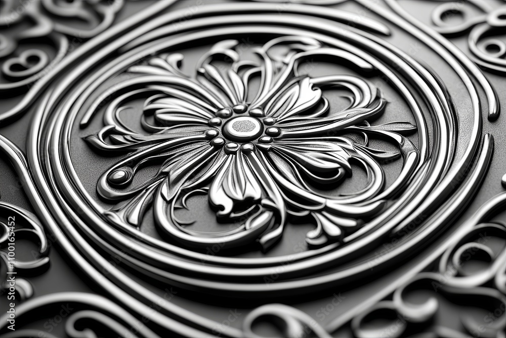 Poster Close-up of intricate traditional Mehndi patterns in a soft monochromatic style.