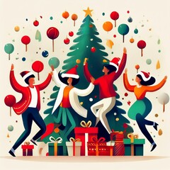 Naklejka premium Christmas Background I Christmas Clipart 3D AI Image