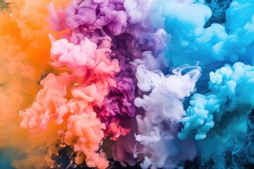 Obraz premium Close-up shot of colored smoke on a black background, great for abstract concepts or artistic designs