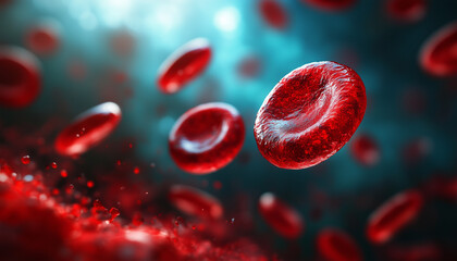 Fototapeta premium blood cells flowing through vein