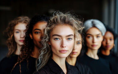 Obraz premium A Captivating Portrait of Diverse Beauty: Exploring Individuality and Connection Among Women in Modern Fashion. Feminism and Women's Rights Movements 