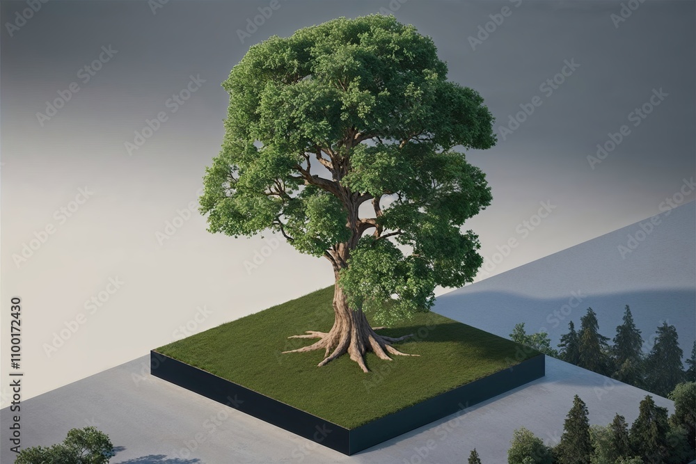 Poster elevated 3d tree visualization for creative art and design projects
