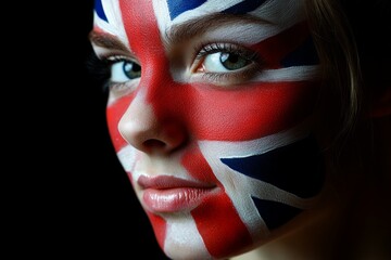 Obraz premium woman facepaint British union jack 