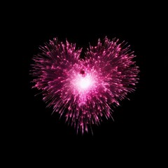 Heart shape colorful fireworks on black background