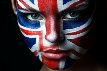 woman facepaint British union jack 