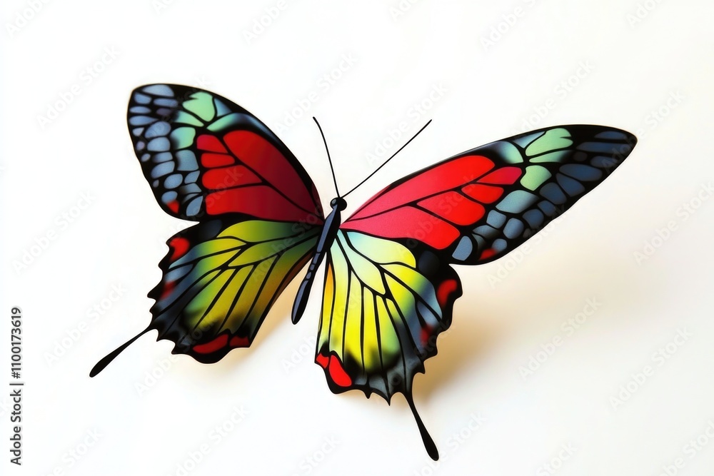 Poster a vibrant butterfly perched on a clean and bright surface, perfect for use in designs related to nat