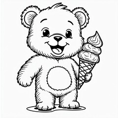 Fototapeta premium Happy Bear Holding Ice Cream Cone