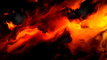 Black dark red orange yellow pattern background. Night sky fire explosion burst flame blaze smoke burning light glow hot. Horror hell evil scary ominous spooky creepy. Design.